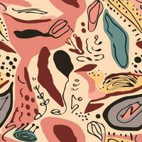 Seamless pattern with hand drawn organic shapes and textures. Vector illustration.