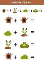 adición para niños con diferente linda bosque elementos. vector