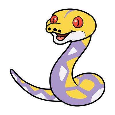 Cute lavender reticulated python cartoon