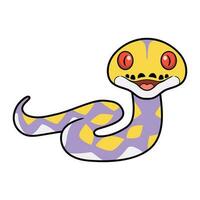 Cute lavender reticulated python cartoon vector