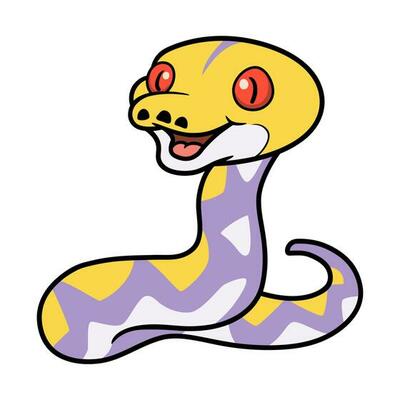 Cute lavender reticulated python cartoon
