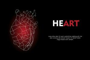 Healthy illustration with heart in white lines and red for healthy template design vector