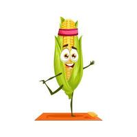 Cartoon character corn maize vegetable yoga sport vector