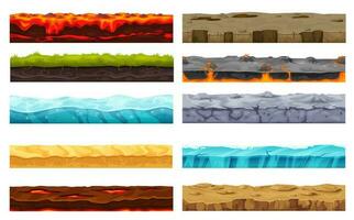 Soil ground layer, game level surface landscape vector