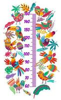 Kids height chart with alebrije birds vector