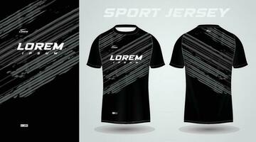 black shirt soccer football sport jersey template design mockup vector