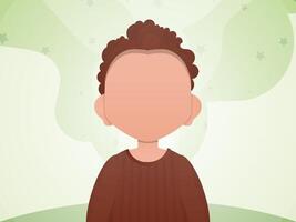 Portrait of a cute little boy. Banner with a child in the room. illustration in cartoon style. vector