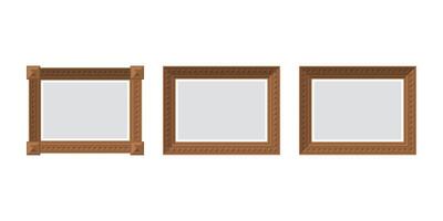 Set of empty brown frames. Isolated. Flat style. vector