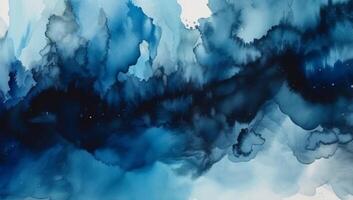 Abstract art background navy blue colors watercolor painting on canvas with sapphire gradient photo