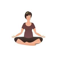 Woman Meditates. Isolated on white background. Vector. vector