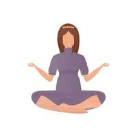 A woman sits in the lotus position. Isolated. Cartoon style. vector