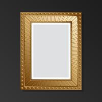 Gold style vintage empty frame on black background. Flat style. vector