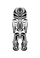 Face in the style of ancient tribes. Black tattoo patterns. Flat style. Vector illustration.