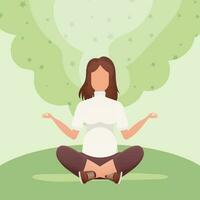 Woman doing yoga. Healthy lifestyle concept. Cartoon style. vector