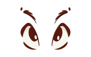 Cartoon woman eyes and eyebrows with lashes. Isolated vector illustration.