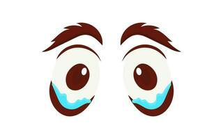 Crying eyes in flat style. Isolated on white background. Vector illustration.