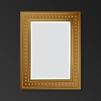 Mock up golden blank retro picture frame on black background. Flat style. vector