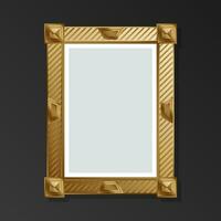 In golden style, an empty retro picture on a black background. Flat style. vector