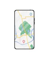 Mobile phone with digital GPS Navigation. Map with point. Mobile GPS Navigation app on touch screen smartphone for websites, banners. vector