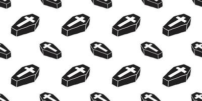 coffin seamless pattern Christ cross vector Halloween background isolated wallpaper