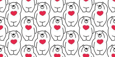 Bear seamless pattern polar bear vector panda isolated heart valentine wallpaper background cartoon