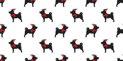 dog seamless pattern Christmas vector Santa Claus Xmas hat french bulldog scarf cartoon isolated tail background wallpaper illustration