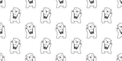 Bear seamless pattern polar bear vector isolated camera photographer wallpaper background illustration cartoon