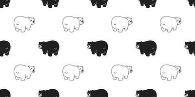 Bear seamless pattern vector polar bear cartoon tile background illustration wallpaper isolated