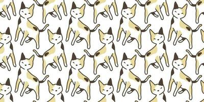 cat seamless Pattern vector calico kitten isolated background repeat wallpaper cartoon