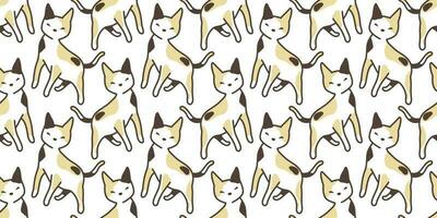 cat seamless Pattern vector calico kitten isolated background repeat wallpaper cartoon