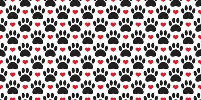 Dog Paw seamless pattern vector footprint heart valentine bear cat puppy scarf isolated tile background repeat wallpaper cartoon illustration