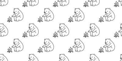 Bear seamless pattern polar bear vector camping isolated wallpaper background illustration cartoon white