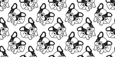 Dog seamless pattern french bulldog vector tile background cartoon repeat wallpaper isolated illustration