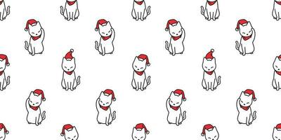Cat seamless pattern vector Christmas Santa Claus Hat Xmas kitten cartoon isolated tile background wallpaper illustration