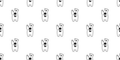 bear seamless pattern polar bear vector panda teddy isolated background repeat cartoon wallpaper