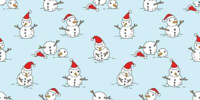 Christmas seamless pattern vector Snowman Santa Claus snow winter scarf isolated Holiday repeat tile background