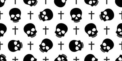 skull Crossbones seamless pattern Halloween vector pirate bone poison Ghost christ cross scarf isolated repeat wallpaper tile background