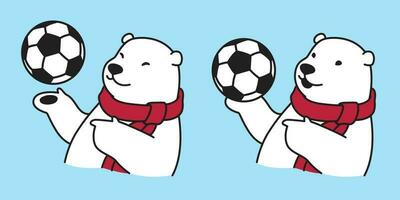 Bear vector soccer ball football polar Bear character cartoon logo icon scarf illustration