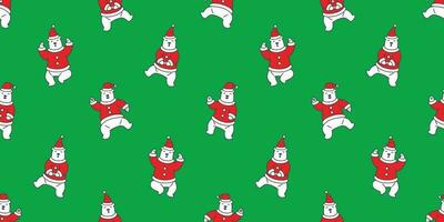 Bear seamless pattern Christmas vector Santa claus Hat polar bear dance isolated wallpaper background