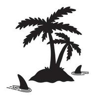 Shark fin vector icon palm tree island coconut logo dolphin character illustration symbol graphic