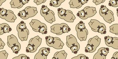 bear seamless pattern polar bear vector isolated panda teddy scarf hat cap background repeat wallpaper brown