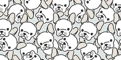 Dog seamless pattern french bulldog vector pug head isolated background wallpaper repeat cartoon white