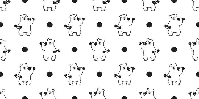 oso sin costura modelo vector polar oso dibujos animados aislado panda osito de peluche peso formación gimnasio deporte antecedentes blanco