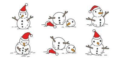 monigote de nieve vector Navidad icono logo dibujos animados Papa Noel claus nuevo año personaje ilustración garabatear
