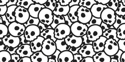 Skull seamless Halloween vector pattern Ghost head bone scarf isolated tile background repeat wallpaper