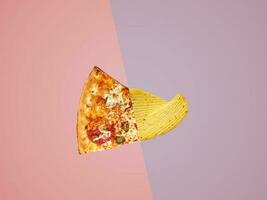 Pizza sabor patata papas fritas, márketing concepto diseño concepto. foto