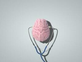 Human brain with stethoscope around photo