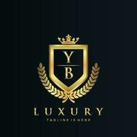 YB Letter Initial with Royal Luxury Logo Template vector