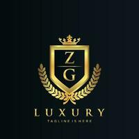 ZG Letter Initial with Royal Luxury Logo Template vector