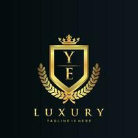 YE Letter Initial with Royal Luxury Logo Template vector